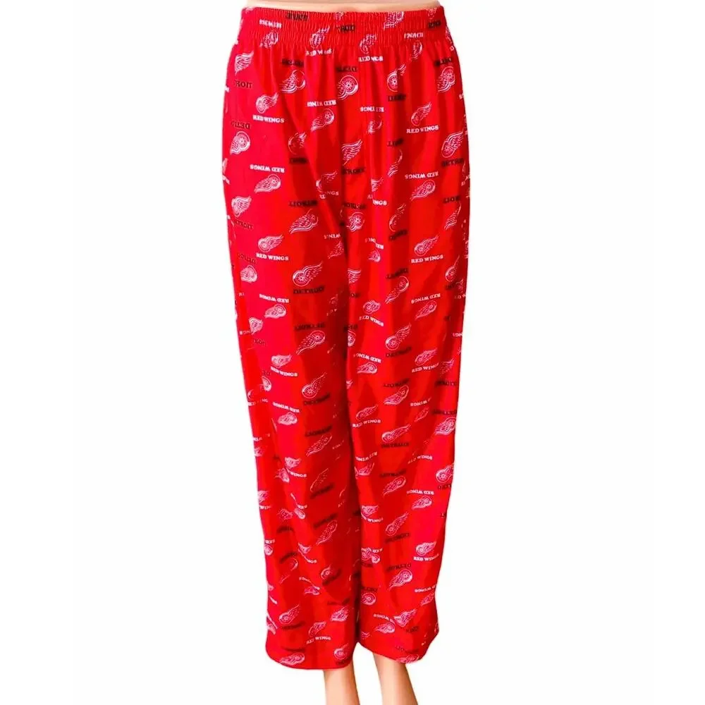 DETROIT RED WINGS Hockey Official NHL Red & White Lounge Pajama Pants ~ LARGE